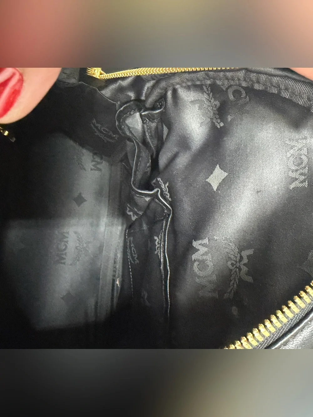 MCM Logogram Visetos Black Leather Backpack